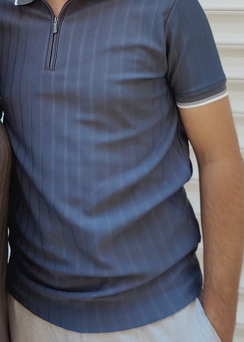 Gri Kısa Kollu Polo Yaka Erkek Tişört