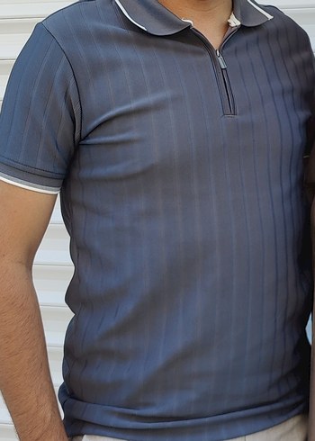 Zara Gri Kısa Kollu Polo Yaka Erkek Tişört
