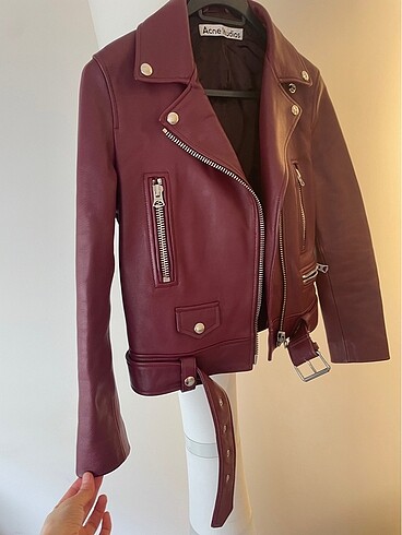 Bordo mini bike deri ceket