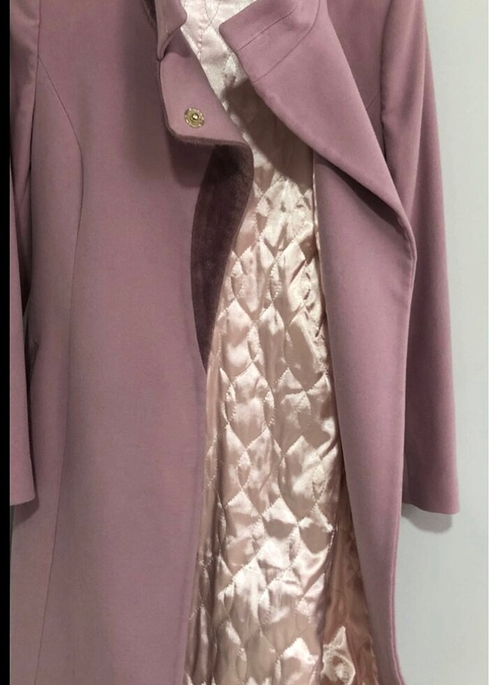 Kadın uzun kürklü kaşe kaban - Görsel 5