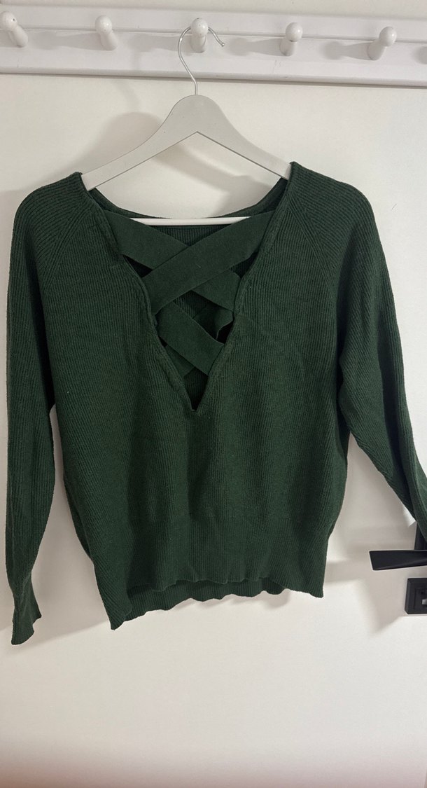 Kadın Haki Örgü Yün Kazak - Görsel 2