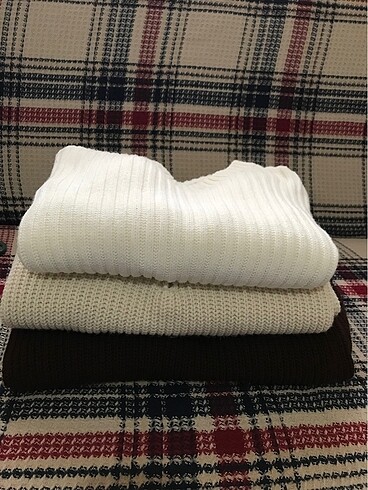 l Beden beyaz Renk Fermuarlı Oversize Beyaz Kazak
