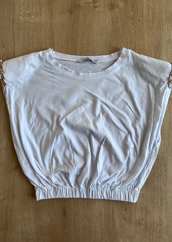 Beyaz Kısa Kollu Crop Top