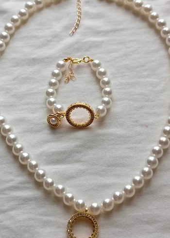 swarovski Beyaz Boncuklu Düğün Takı Seti