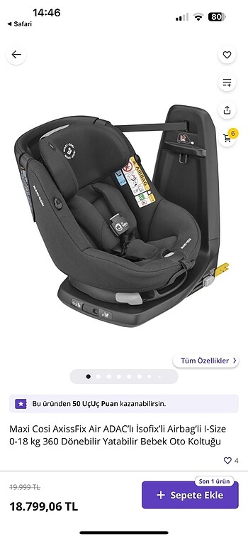 Maxi cosi 360 derece dönebilen oto koltuğu
