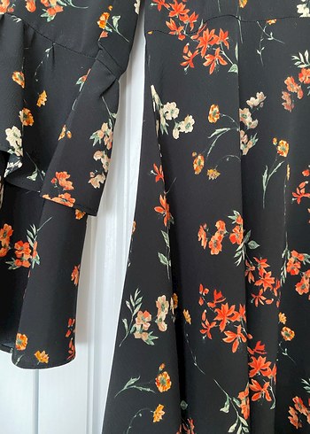 Siyah Çiçekli Bohem Midi Elbise - Görsel 3