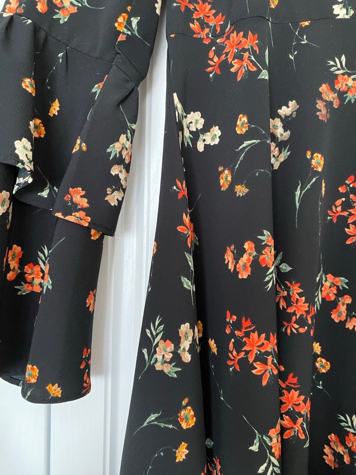 Siyah Çiçekli Bohem Midi Elbise - Görsel 3