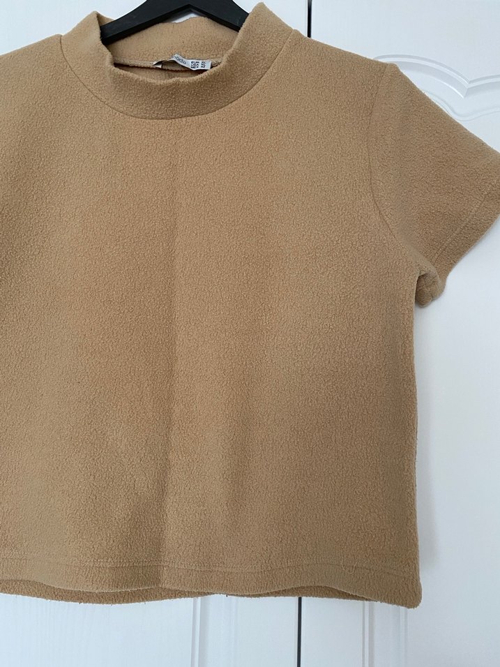 Bej Kısa Kollu Tişört polar - Görsel 2