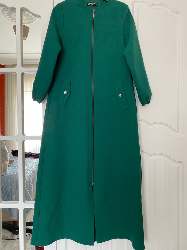 Kadın Yeşil Fermuarlı Ferace - Görsel 3