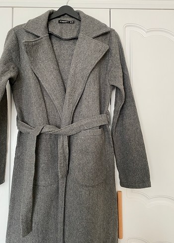 Gri Uzun Kemerli Keçe Kaban - Görsel 3