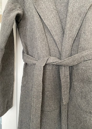 Gri Uzun Kemerli Keçe Kaban - Görsel 2