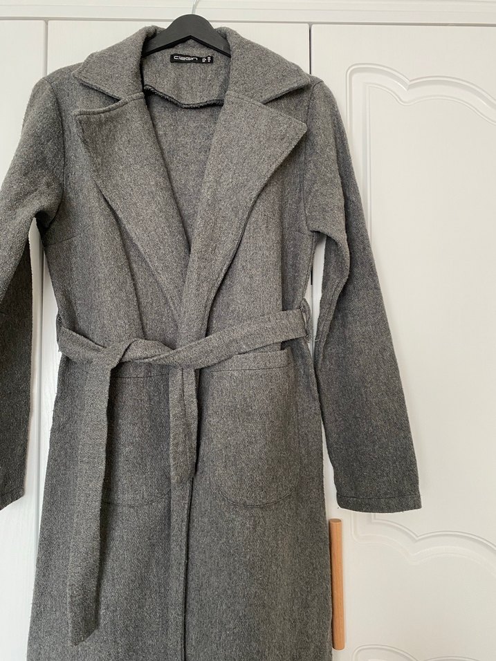 Gri Uzun Kemerli Keçe Kaban - Görsel 3