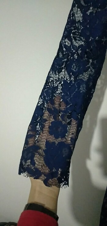 xl Beden Lacivert dantel elbise