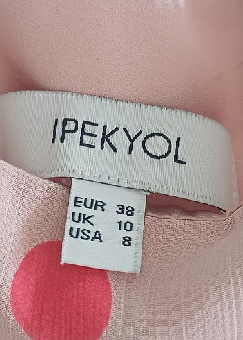 Puantiyeli Pembe Uzun Kadın Elbise - Görsel 3