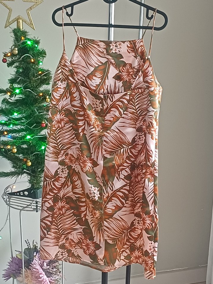 Bohem Tarzı Kahverengi Askısız Midi elbise - Görsel 2