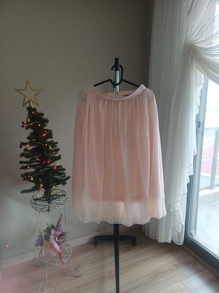 Bej Midi Drapeli Kadın Etek - Görsel 2