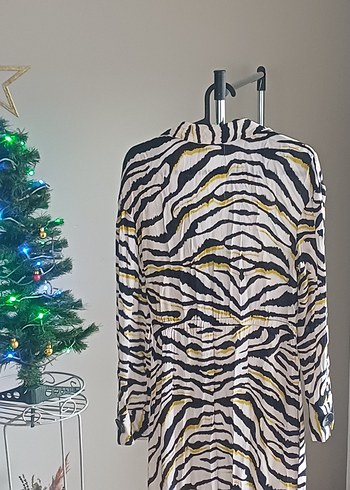 Zebra Desenli Uzun Kollu Kadın Elbise - Görsel 2