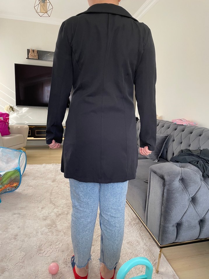 Düğmeli Siyah Kadın Blazer Ceket - Görsel 2