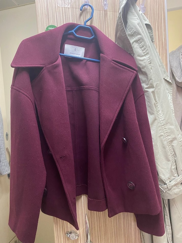 Bordo Düğmeli Midi Kadın Ceket - Görsel 2