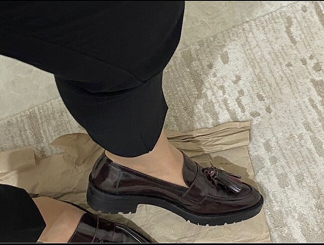 39 Beden bordo Renk H&M Bordo Rugan Loafer