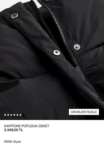 m Beden H&M SİYAH KAPİTONE MONT