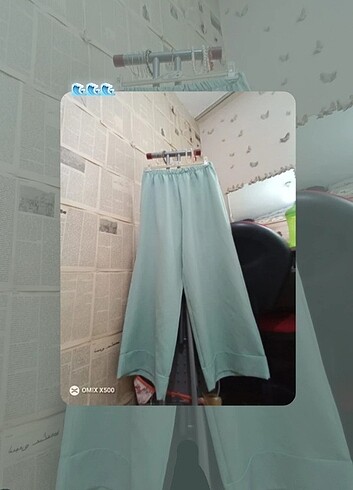46 Beden SU YEŞİLİ BOL PAÇA PANTALON