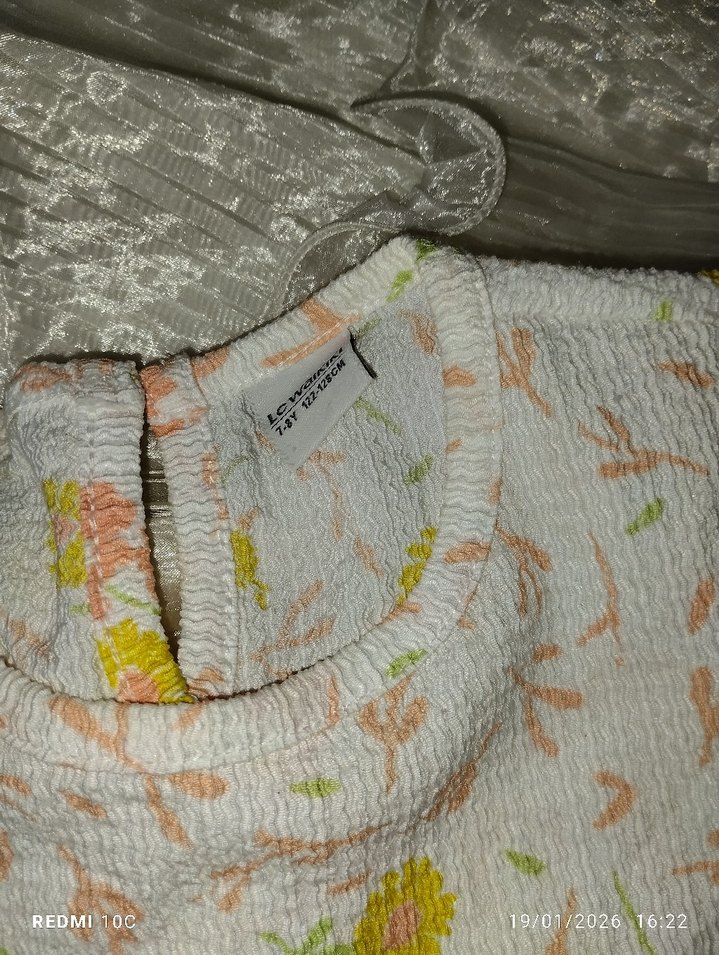 Beyaz Çiçekli Kız Çocuk Bohem Elbise - Görsel 2