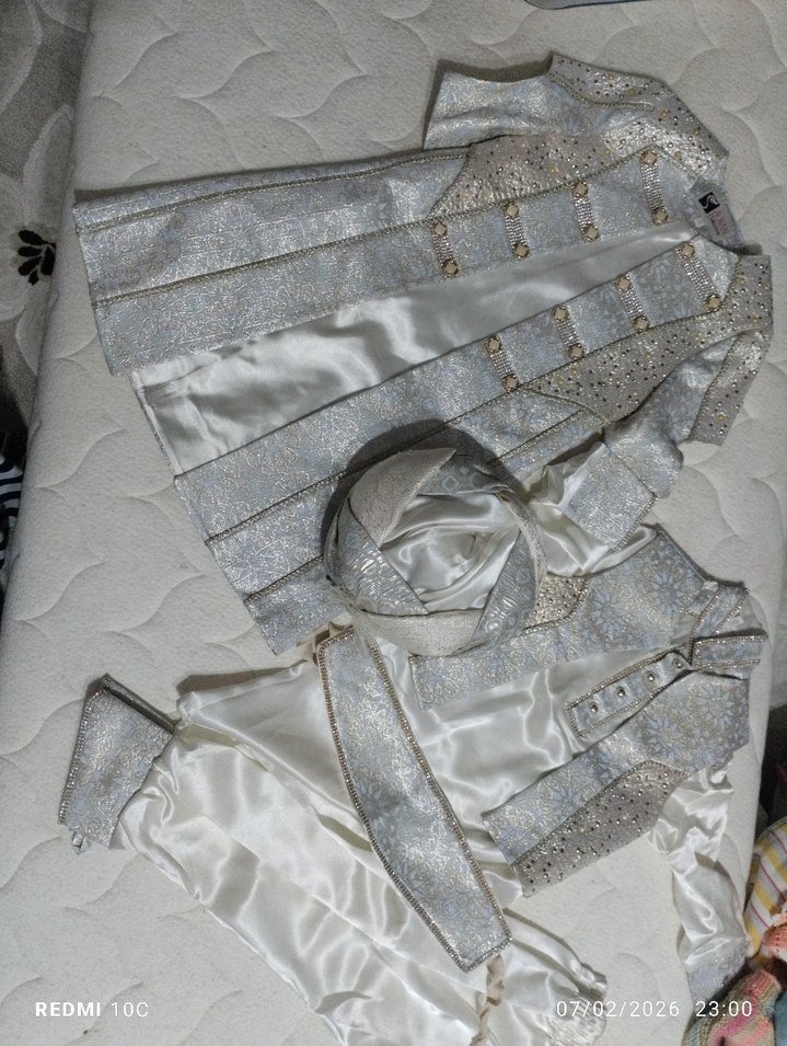 sünnet kıyafeti Gri Nakışlı Düğmeli Çocuk Takımı sünnet kıyafeti - Görsel 2