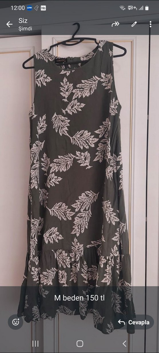 Yaprak Desenli Midi  Elbise - Görsel 2