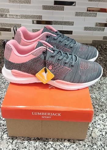37 Beden Gri Pembe Bağcıklı Sneaker