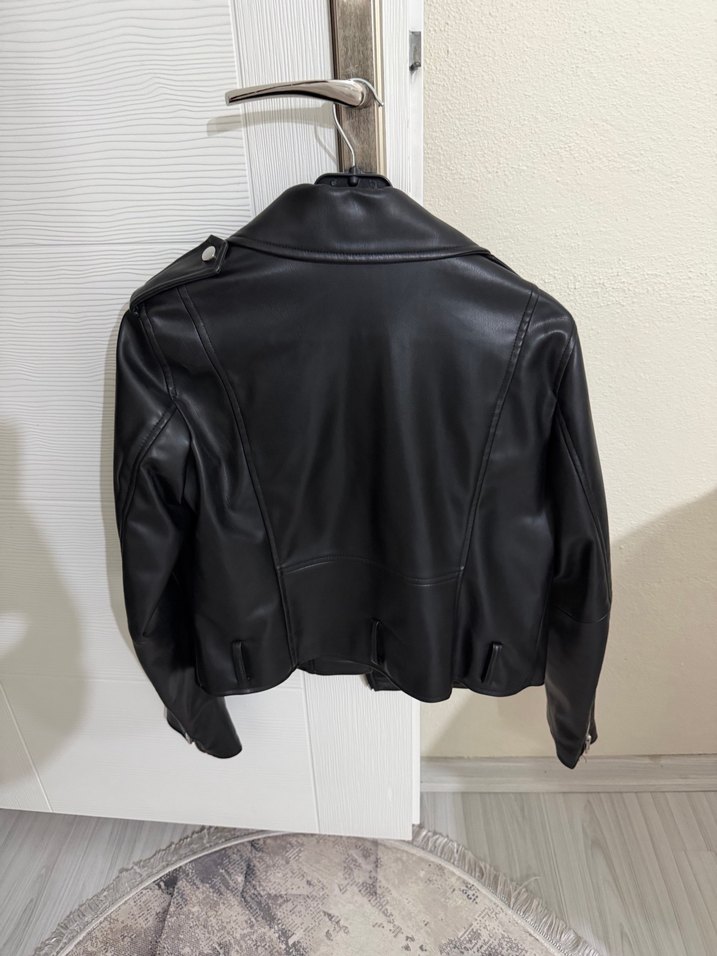 Zara Siyah Deri Biker Ceket - Görsel 2