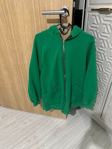 l Beden yeşil Renk Fermuarlı sweatshirt