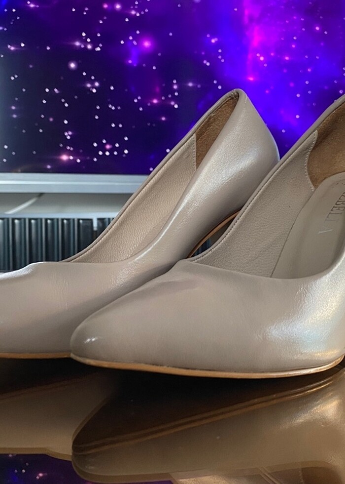 Nude Kalın Topuk Deri Stiletto - Görsel 3