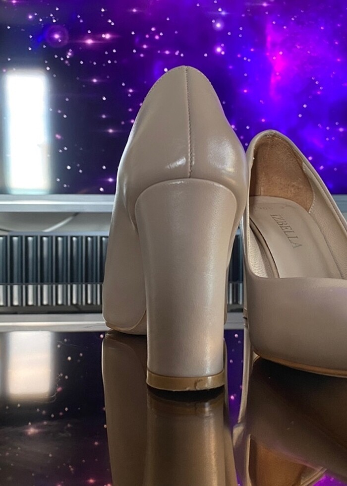 Nude Kalın Topuk Deri Stiletto - Görsel 5