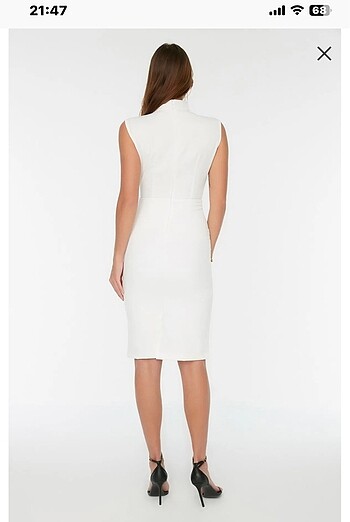 Beyaz Midi Elbise - Görsel 2