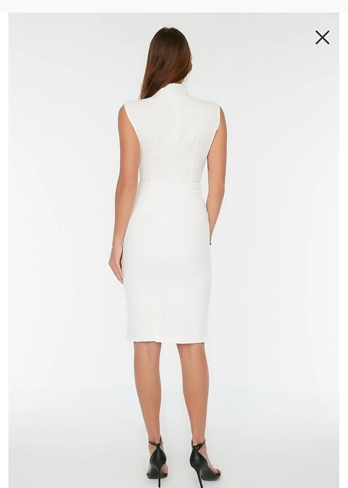 Beyaz Midi Elbise - Görsel 2