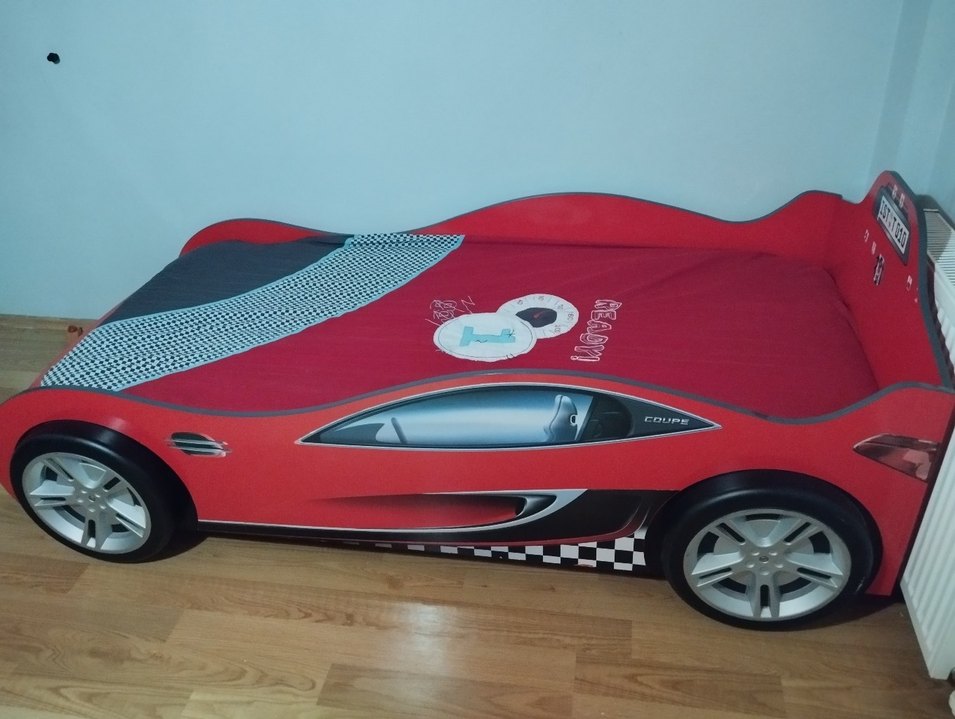Çilek marka Kırmızı Araba Şeklinde Çocuk Yatağı - Görsel 4