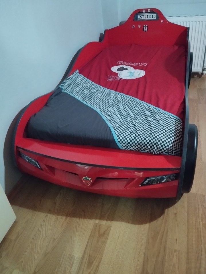 Çilek marka Kırmızı Araba Şeklinde Çocuk Yatağı - Görsel 2