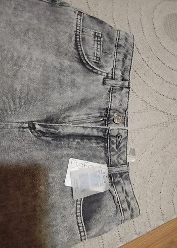diğer Beden gri Renk Gri Kadın Denim Bol Kesim Normal Boy Pantolon
