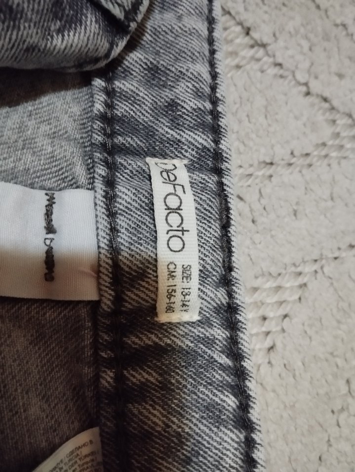 Gri Kadın Denim Bol Kesim Normal Boy Pantolon - Görsel 3