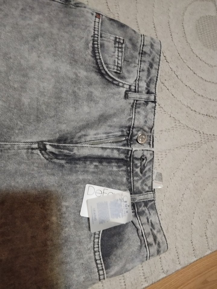 Gri Kadın Denim Bol Kesim Normal Boy Pantolon - Görsel 4