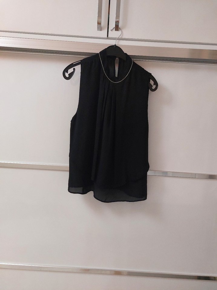 siyah şifon şik bluz - Görsel 3