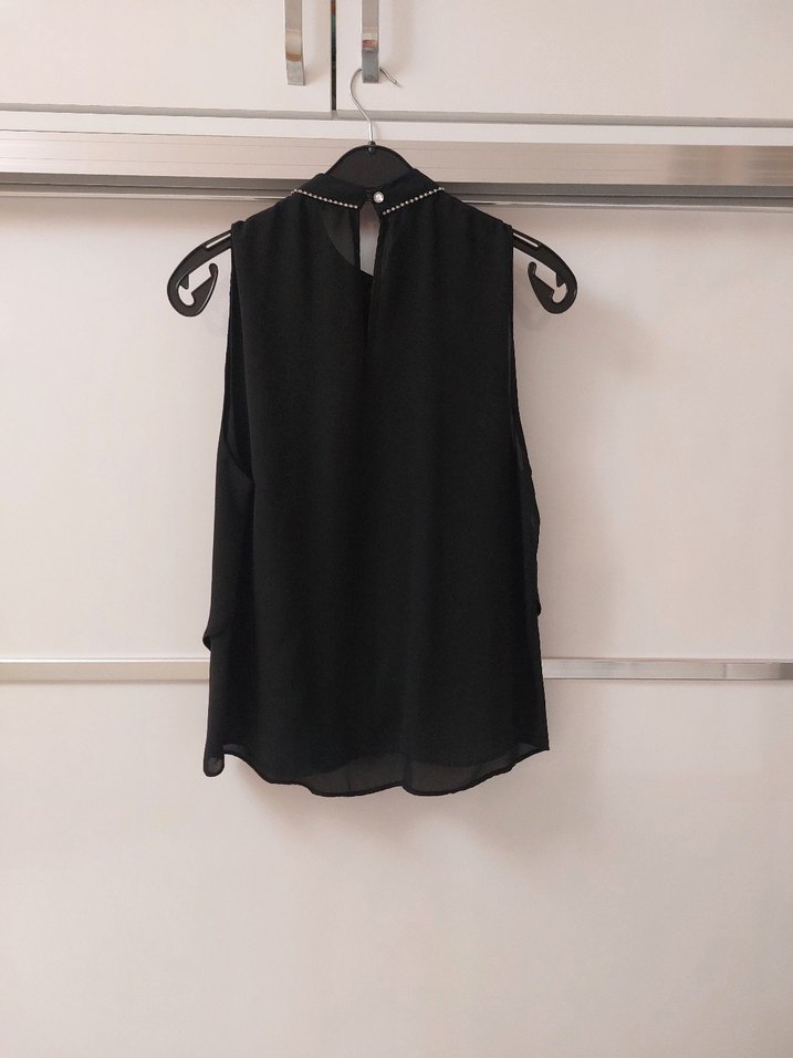 siyah şifon şik bluz - Görsel 2