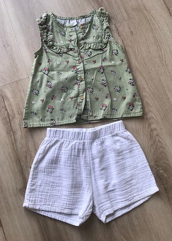 Kız Çocuk Khaki Bohem Çiçekli Elbise - Görsel 2