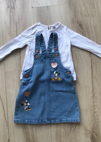 Kız Çocuk Nakışlı Kot Elbise - Görsel 2