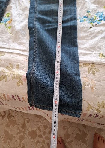 xs Beden mavi Renk Kadın Mavi Bağlamalı Bol Kesim Midi Kot