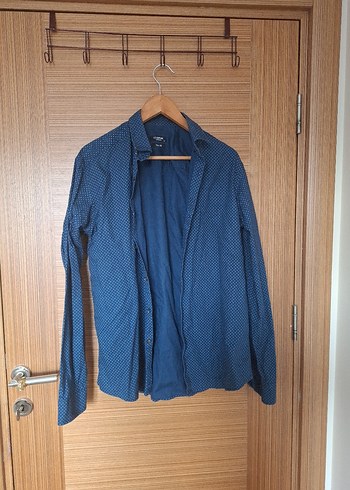 Erkek Mavi Denim Uzun Kollu Gömlek