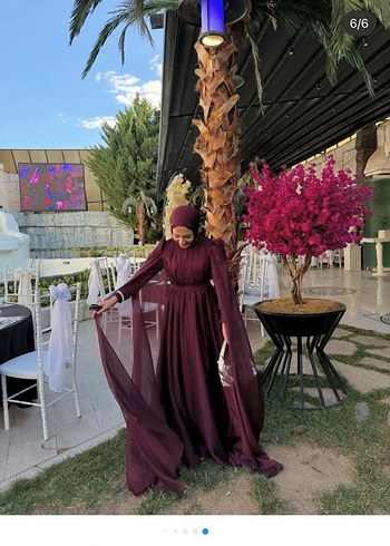Bordo Uzun Drapeli Bohem Abiye Elbise