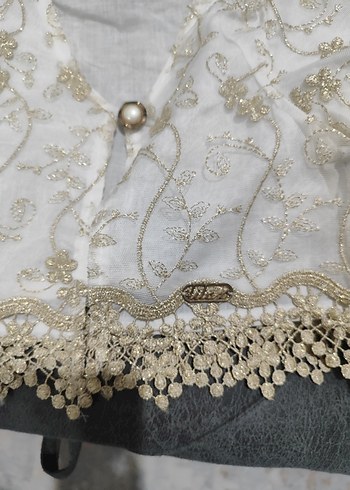 Kızlar için Nakışlı Beyaz Bolero - Görsel 3