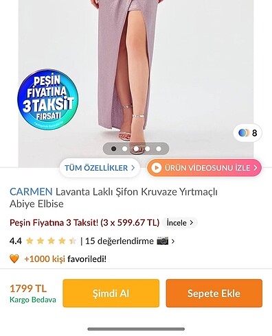 CARMEN uzun abiye önden yırtmaçlı elbise - Görsel 12